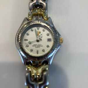 Tag Heuer Silver and Gold Watch with White Dial